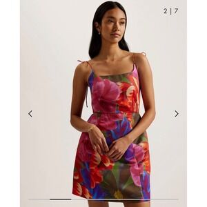 NWT* Ted Baker Jyneen Floral Fitted Bodice Mini Dress Vibrant Bright 2